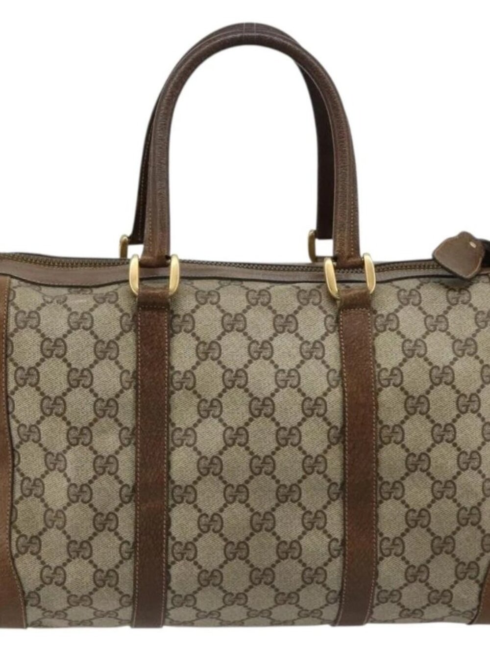 GUCCI GG Supreme Boston Bag PVC Beige Gold Auth 184499 - Picture 3 of 14